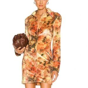 Nanushka Velvet Dress - Orange Button Up - Size XL